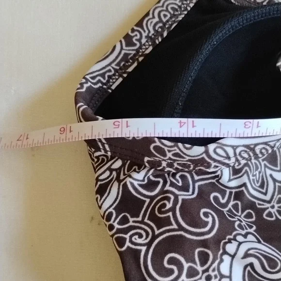 *50off3* Jantzen Tankini Set Top Skirted Bottoms 8 Brown White Paisley - Picture 7 of 10